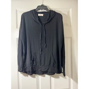 Pink Republic Womens XL Black Lightweight Pullover Hoodie Long Sleeve Kangaroo